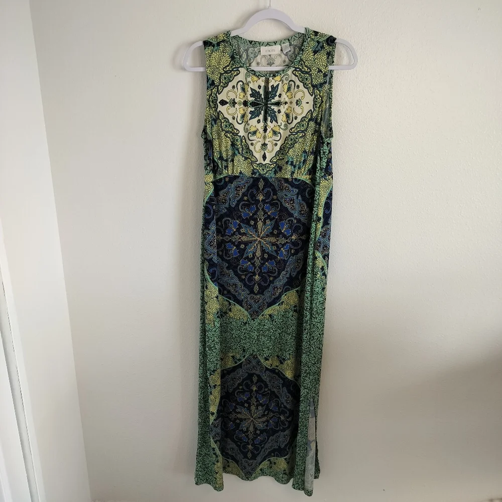 chicos maxi dress Smocked Waist Made with our customer Chicos maxi dress size 0,